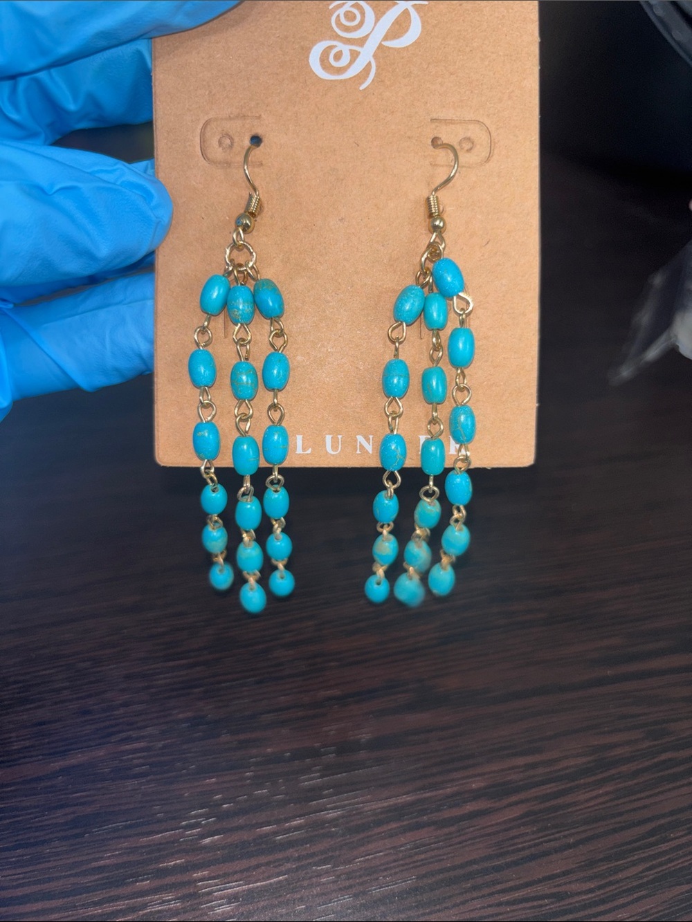 Plunder Turquoise Beaded Dangle Earrings - Blue